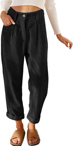 Kedera Corduroy Pants for Women 2025 Casual Elastic Waist Stretchy Loose Fit Wide Leg Pants with Pockets in Saudi Arabia