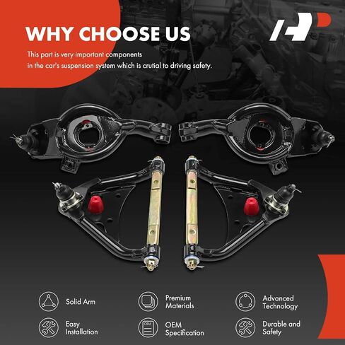 A-Premium Heavy Duty Front Upper & Lower Tubular Control Arm Kit, with Ball Joint & Bushing, Compatible with 1965-1970 Chevy Impala, Caprice, Biscayne, Bel Air in Saudi Arabia