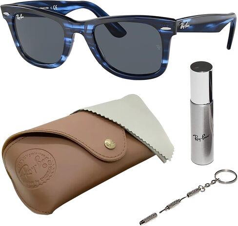 Ray-Ban RB2140 Original Wayfarer BIO-ACETATE Classic Square Shape Sunglasses With Eyewear Kit Bundle - High Bridge Fit - Ideal Formal and Casual Wear Square Sunglasses in Saudi Arabia