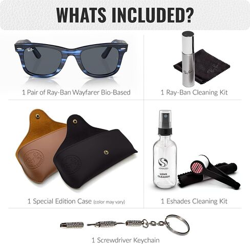 Ray-Ban RB2140 Original Wayfarer BIO-ACETATE Classic Square Shape Sunglasses With Eyewear Kit Bundle - High Bridge Fit - Ideal Formal and Casual Wear Square Sunglasses in Saudi Arabia
