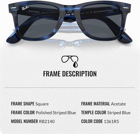 Ray-Ban RB2140 Original Wayfarer BIO-ACETATE Classic Square Shape Sunglasses With Eyewear Kit Bundle - High Bridge Fit - Ideal Formal and Casual Wear Square Sunglasses in Saudi Arabia