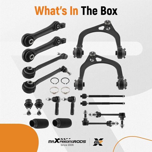 طقم تعليق أمامي 16 قطعة من maxpeedingrods لسيارة دودج تشارجر تشالنجر كرايسلر 300 RWD 2011-2014، ذراع التحكم العلوي السفلي مع مفاصل كروية، أحذية ربط قضيب ربط in Saudi Arabia