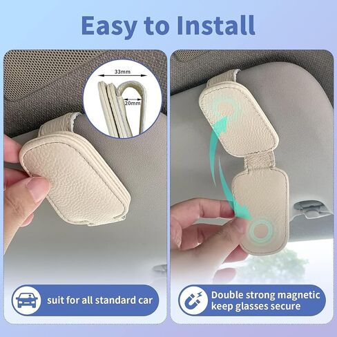 Universal Beige Magnetic Sunglass Holder for Car Sun Visor Auto Interior Accessories for SUV Truck Pickup in Saudi Arabia