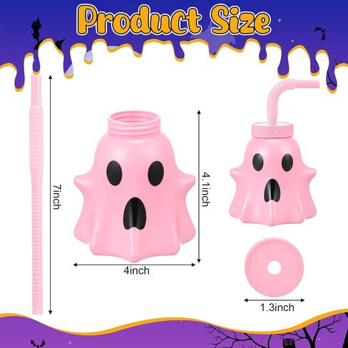 Umigy 24 Pcs Halloween Cup with Lids 10 oz Halloween Party Cups for kids Ghost Mummy Skull Shaped Cup with Lid and Straw for Gift Halloween Themed Party Favor Supplies(Mummy Shaped) in Kuwait