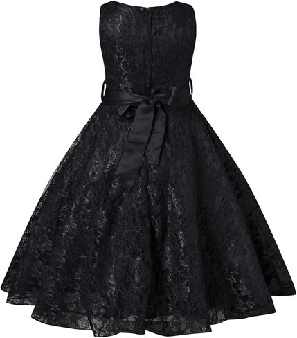Girls Tulle Lace Glitter Vintage Pageant Prom Dresses with Belt in Kuwait