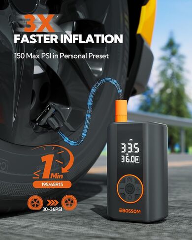 Tire Inflator Portable Air Compressor, 150 PSI Portable Air Pump for Cars-Mini Cordless Bike Pump with Pressure Gauge,Electric Tire Inflator with LED Light for Car Motorcycle Bikes Balls in Saudi Arabia