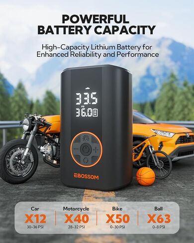 Tire Inflator Portable Air Compressor, 150 PSI Portable Air Pump for Cars-Mini Cordless Bike Pump with Pressure Gauge,Electric Tire Inflator with LED Light for Car Motorcycle Bikes Balls in Saudi Arabia
