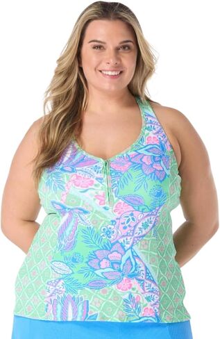 BEACH HOUSE Erinna Racerback Zip Front Tankini Top — Athletic UPF 50+ V-Neck Swim Top in Saudi Arabia