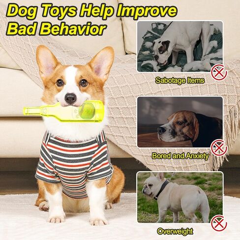 Water Bottle Dog Toy for Aggressive Chewers, Cute Squeaky Indestructible Water Bottle Dog Chew Toys for Medium/Small Dogs Interactive Dog Toys to Exercise and Accompany (Blue) in Kuwait