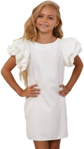 Girl's Dress Short Puff Sleeve Midi Elegant Kids Birthday Holiday Prom in Saudi Arabia
