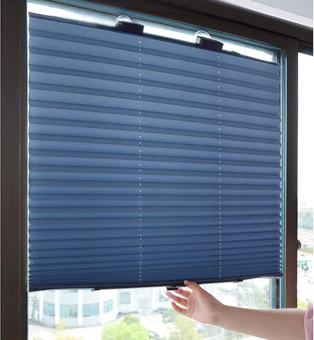 Opaque Folding Roller Blind, Dual Purpose Blackout Pleated Blind with Suction Cups, Temporary Portable Window Cover Curtain, Sun Shade Privacy Screen for Home Car Office Bathroom in Saudi Arabia