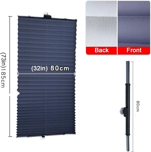 Opaque Folding Roller Blind, Dual Purpose Blackout Pleated Blind with Suction Cups, Temporary Portable Window Cover Curtain, Sun Shade Privacy Screen for Home Car Office Bathroom in Saudi Arabia