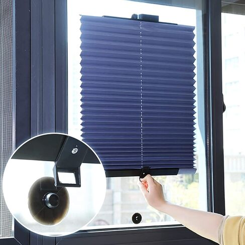 Opaque Folding Roller Blind, Dual Purpose Blackout Pleated Blind with Suction Cups, Temporary Portable Window Cover Curtain, Sun Shade Privacy Screen for Home Car Office Bathroom in Saudi Arabia