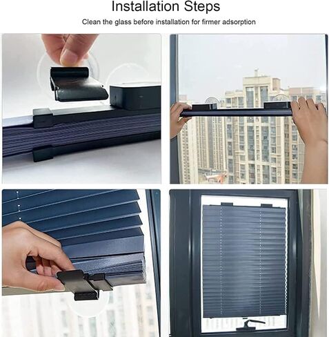 Opaque Folding Roller Blind, Dual Purpose Blackout Pleated Blind with Suction Cups, Temporary Portable Window Cover Curtain, Sun Shade Privacy Screen for Home Car Office Bathroom in Saudi Arabia