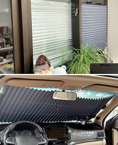 Opaque Folding Roller Blind, Dual Purpose Blackout Pleated Blind with Suction Cups, Temporary Portable Window Cover Curtain, Sun Shade Privacy Screen for Home Car Office Bathroom in Saudi Arabia