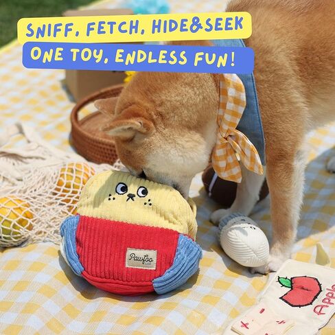 Dog Puzzle Toy, Interactive Snuffle Trash Can Toy for Small Medium Large Dogs – Hide & Seek Treat Dispenser with Squeaky & Crinkle Sounds, 4-in-1 Chew Toy, Durable & Washable in Kuwait