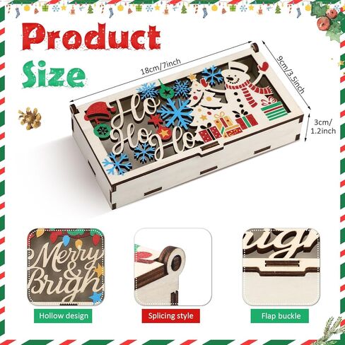 Leinuosen 4 Pcs Christmas Money Holder for Cash Xmas Wooden Card Gift Box Christmas Cash Envelope Money Holder Engraved Hollow for DIY Clip Xmas Party Gift in Kuwait