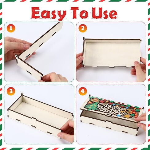 Leinuosen 4 Pcs Christmas Money Holder for Cash Xmas Wooden Card Gift Box Christmas Cash Envelope Money Holder Engraved Hollow for DIY Clip Xmas Party Gift in Kuwait
