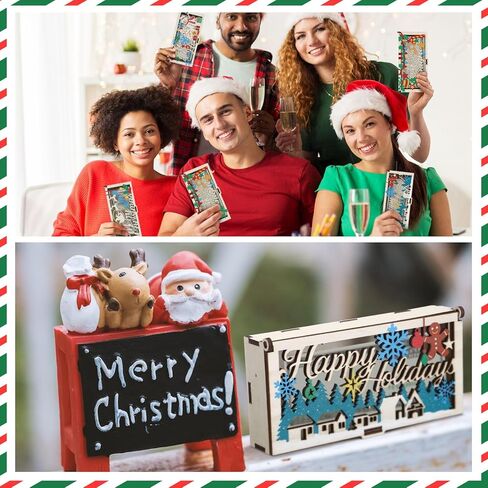 Leinuosen 4 Pcs Christmas Money Holder for Cash Xmas Wooden Card Gift Box Christmas Cash Envelope Money Holder Engraved Hollow for DIY Clip Xmas Party Gift in Kuwait