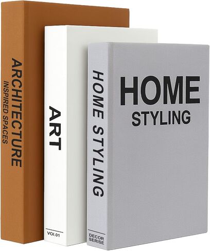 Decorative Books Set of 3, Modern Faux Books for Coffee Table, Bookshelf & Mantel Decor, Multi-Functional Storage Boxes for Photos & Keepsakes, Aesthetic Home Decoration Accents in Saudi Arabia