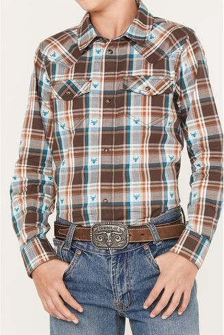 Cody James Boys' Bull Dobby Long Sleeve Snap Western Shirt - Cbsp23w61 in Saudi Arabia