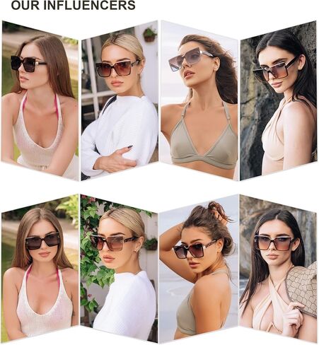 SOJOS Trendy Square Oversized Sunglasses Womens Big Rimless UV400 Ladies Shades SJ1160 in Saudi Arabia
