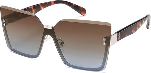 SOJOS Trendy Square Oversized Sunglasses Womens Big Rimless UV400 Ladies Shades SJ1160 in Saudi Arabia