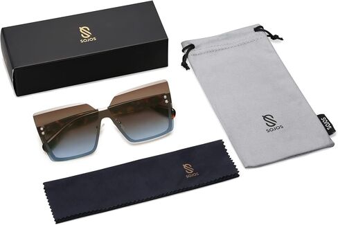 SOJOS Trendy Square Oversized Sunglasses Womens Big Rimless UV400 Ladies Shades SJ1160 in Saudi Arabia