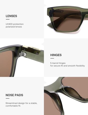 نظارات شمسية مربعة مستقطبة عصرية من SOJOS للنساء والرجال، UV400 Retro Square 70s 80s 90s Shades SJ2622 in Kuwait