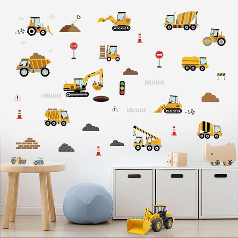 SHUCHING Transportation Car and Road Wall Decal for Kid Room | Construction Vehicles Wall Sticker, Truck Wall Decor for Nursery Playroom Bedroom in Saudi Arabia