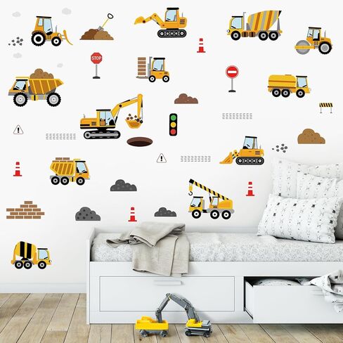 SHUCHING Transportation Car and Road Wall Decal for Kid Room | Construction Vehicles Wall Sticker, Truck Wall Decor for Nursery Playroom Bedroom in Saudi Arabia