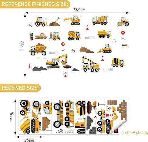 SHUCHING Transportation Car and Road Wall Decal for Kid Room | Construction Vehicles Wall Sticker, Truck Wall Decor for Nursery Playroom Bedroom in Saudi Arabia