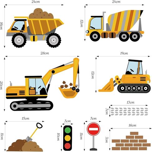 SHUCHING Transportation Car and Road Wall Decal for Kid Room | Construction Vehicles Wall Sticker, Truck Wall Decor for Nursery Playroom Bedroom in Saudi Arabia