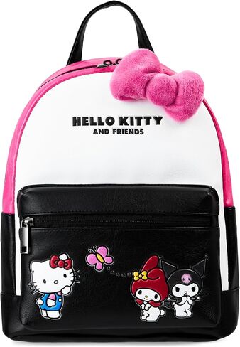 Hello Kitty Sanrio Backpack for Teens Women Kawaii Faux Leather Daypack, Rucksack, Backpacks for Travel, Gifts for Women (Black Hello Kitty) in Saudi Arabia