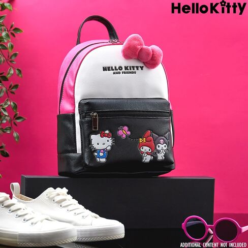 Hello Kitty Sanrio Backpack for Teens Women Kawaii Faux Leather Daypack, Rucksack, Backpacks for Travel, Gifts for Women (Black Hello Kitty) in Saudi Arabia