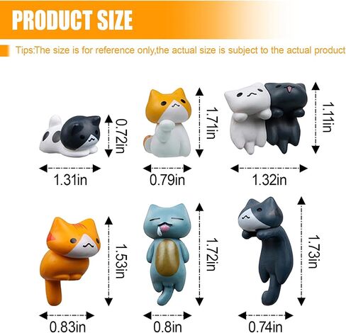 6PCS Car Cute Cat Decorations, Fun Car Rear View Mirror Ornaments, Cat Figurines Set Dashboard Decorations, Universal Auto Interior Accessories for Vehicle Home Desk Office in Kuwait