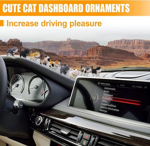 6PCS Car Cute Cat Decorations, Fun Car Rear View Mirror Ornaments, Cat Figurines Set Dashboard Decorations, Universal Auto Interior Accessories for Vehicle Home Desk Office in Saudi Arabia