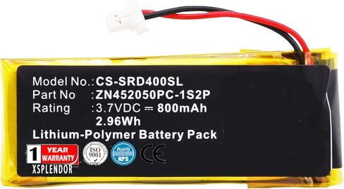 Li-Polymer Replacement Battery for Cardo G9, Scala Rider G9x, Scala Rider G4, Scala Rider G9, G9x, G4 PN WW452050-2P, ZN452050PC-1S2P, BAT00002, BAT00004 800mAh in Saudi Arabia