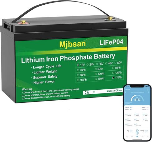 12V 170Ah LiFePO4 Battery, Built-in 150A BMS with Low-Temp Protection, Group 31 Deep Cycle Lithium Battery, Up to 15000 Cycles, Perfect for Trolling Motor, RV, Solar Power, Off-Grid, Marine in Saudi Arabia