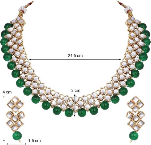 Aheli Elegant Indian Faux Kundan Studded Necklace Earring Set Bollywood Wedding Party Wear Ethnic Fashion Jewelry Gift for Women in Saudi Arabia