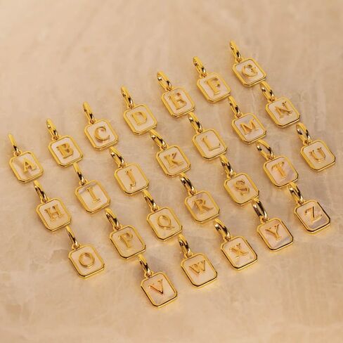 CAITLYNMINIMALIST 18K Gold Mother of Pearl Alphabet Letter Initial Charm Bead Pendant for Bracelet Necklace & Earrings in Saudi Arabia