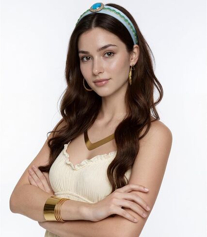 Arabian Princess Costume,Princess Headband Chunky Choker Necklace Earrings Arm Cuff,Halloween Arabian Princes Cosplay Jewelry for Women in Saudi Arabia
