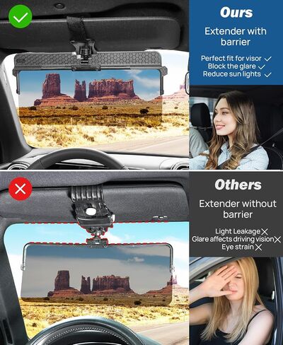 JOYTUTUS Polarized Sun Visor Extender for Car, Upgraded Adjustable Car Sun Visor Extension Sun Blocker, Anti-Glare Stray Light in Saudi Arabia