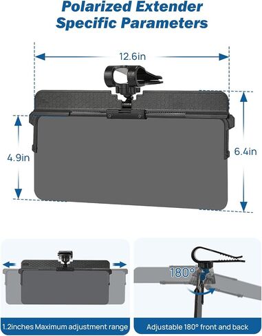 JOYTUTUS Polarized Sun Visor Extender for Car, Upgraded Adjustable Car Sun Visor Extension Sun Blocker, Anti-Glare Stray Light in Saudi Arabia