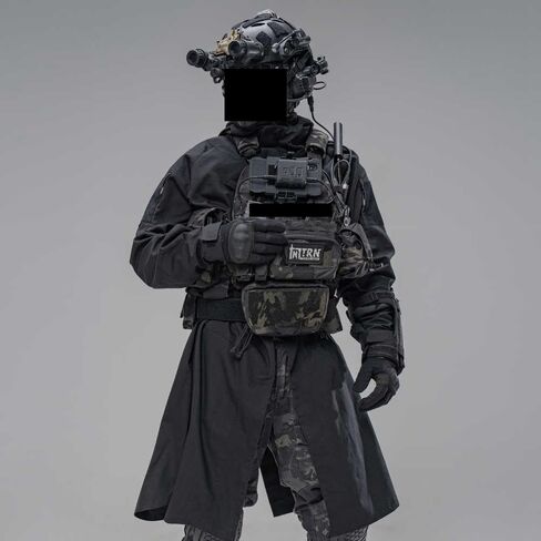 معطف TRN Industrial 2.0 طويل تكتيكي مع غطاء للرأس - معطف واق من المطر فضفاض للاستخدام الخارجي على شكل حرف A مع غطاء للرأس in Kuwait