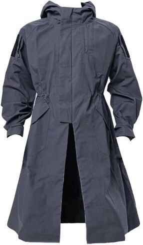 معطف TRN Industrial 2.0 طويل تكتيكي مع غطاء للرأس - معطف واق من المطر فضفاض للاستخدام الخارجي على شكل حرف A مع غطاء للرأس in Kuwait