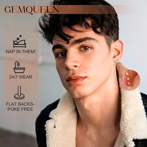 14K Solid Gold Flat Back Earring Hypoallergenic - 18G Cartilage Tragus Conch Helix Piercing Jewelry Extended Internal Thread Labret Lip Nose Stud for Women Men Simulated Diamond CZ 2/3mm in Kuwait