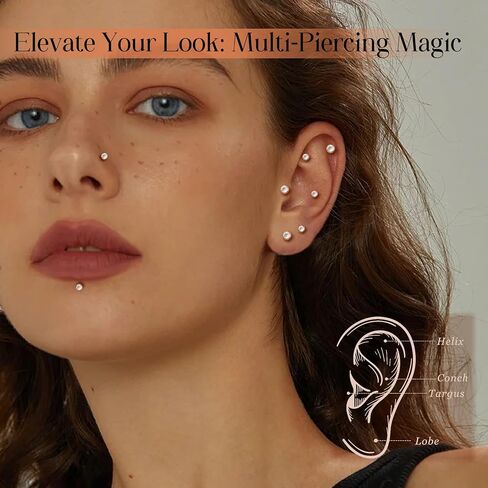 14K Solid Gold Flat Back Earring Hypoallergenic - 18G Cartilage Tragus Conch Helix Piercing Jewelry Extended Internal Thread Labret Lip Nose Stud for Women Men Simulated Diamond CZ 2/3mm in Kuwait