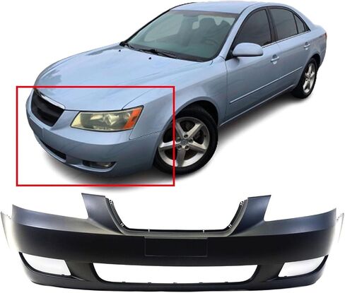 FitParts متوافق مع غطاء المصد الأمامي 2006-2008 Hyundai Sonata GLS GL Limited SE LX Sedan 06-08. معدة جديدة بدون فتحات استشعار، مع فتحات مصابيح الضباب. HY1000161 865113K000 in Kuwait