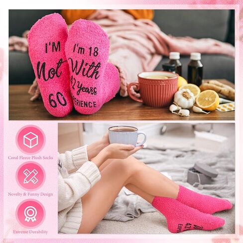 Paterr 2 Pcs 60th Birthday Gifts for Women N°60 Keepsake Beach Canvas Tote Bag Womens Socks with Funny Saying 60th Birthday Gift Bag for Mother‘s Day Grandma Her Sixty in Saudi Arabia